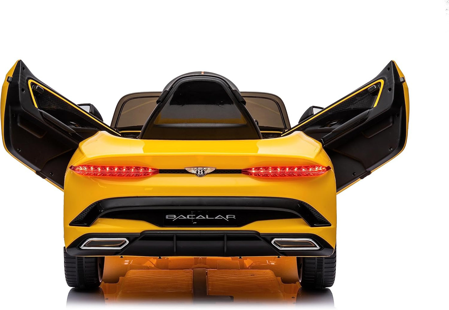 Licensed Bentley Bacalar Kids Ride on Toy Car, 12V Rechargeable Battery Powered Children Electric 4 Wheels W/Parental Remote Control, Foot Pedal, 2 Speeds, Music, LED Headlights (Yellow)