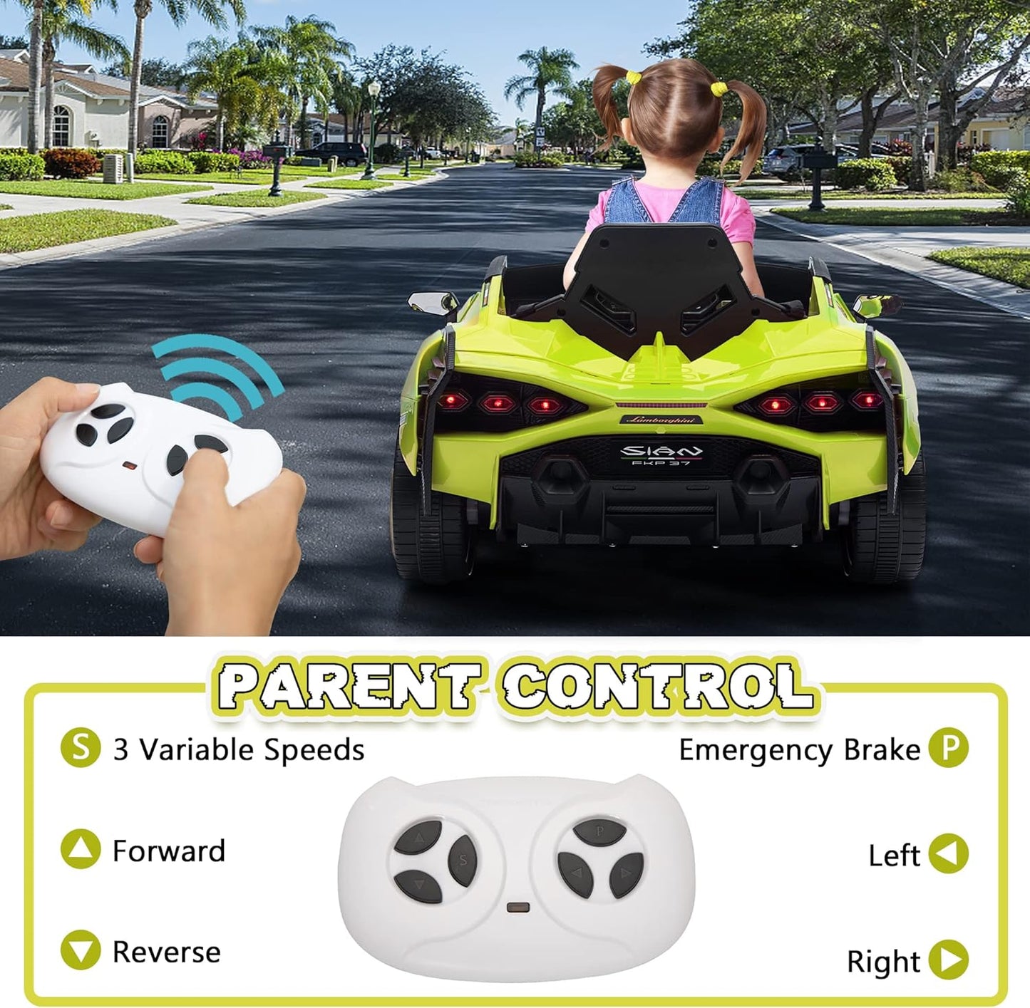 12V Licensed Lamborghini SIAN Electric Car Ride on Toy by ,Kids Electric Vehicle for 3-8,Electric Vehicles Battery Powered Sports Car W/Parent Remote Control,Spring Suspension,Led Lights