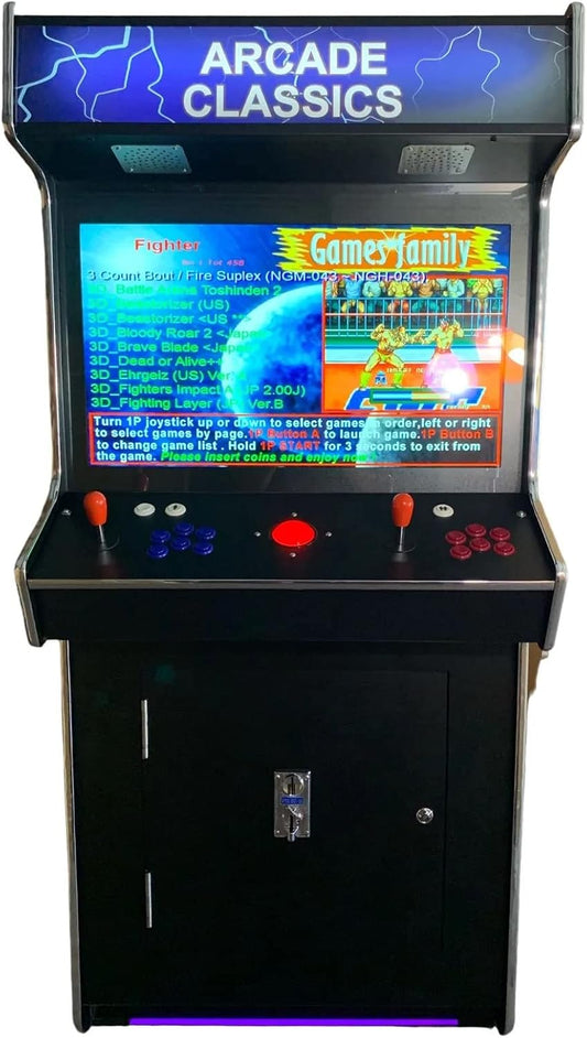 Full Size Commercial Grade Upright Standup Arcade Machine 2 Player 4500 Games 32 Inch Screen Black