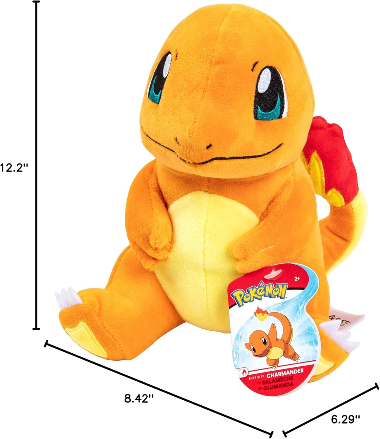 8" Plush Starter 3-Pack Charmander, Squirtle, Bulbasaur - Generation 1 Figure Set - Officially Licensed - Stuffed Animal Toy - Easter Basket Stuffer Gift for Kids, Boys, Girls - 2+