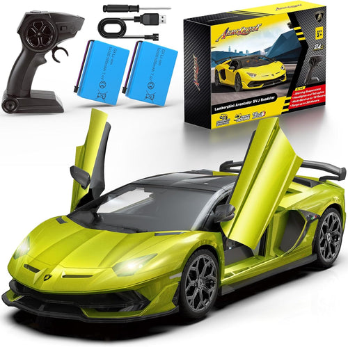 Lamborghini Remote Control Car, Officially Licensed 1:14 Lambo RC Car for Boys Girls Birthday Gift, Green Toys for 3 4 5 Years Old（Green）