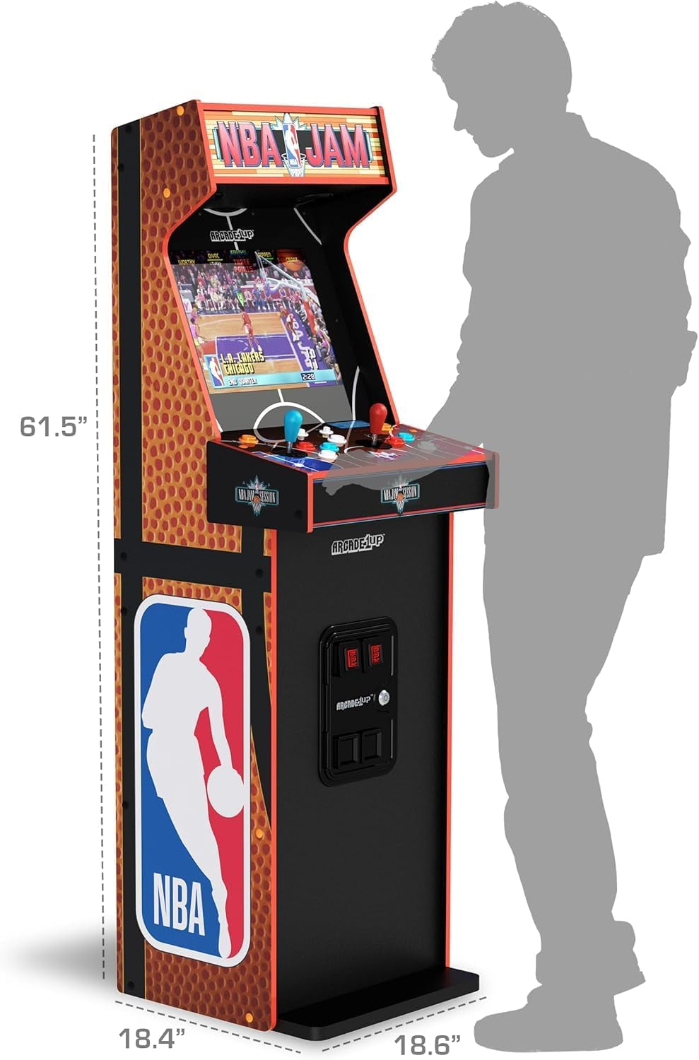 NBA Jam Deluxe 2-Player Control Panel Arcade Machine, Built for Your Home, 5 Foot Tall Cabinet with 3 Classic Games