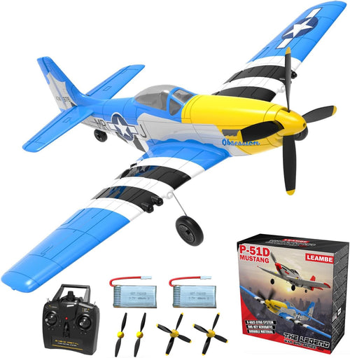 RC Plane 4 Channel Remote Control Airplane with 3 Modes - Ready to Fly Upgrade P51 Mustang RC Airplane for Beginners Adult with Xpilot Stabilization System & One Key Aerobatic