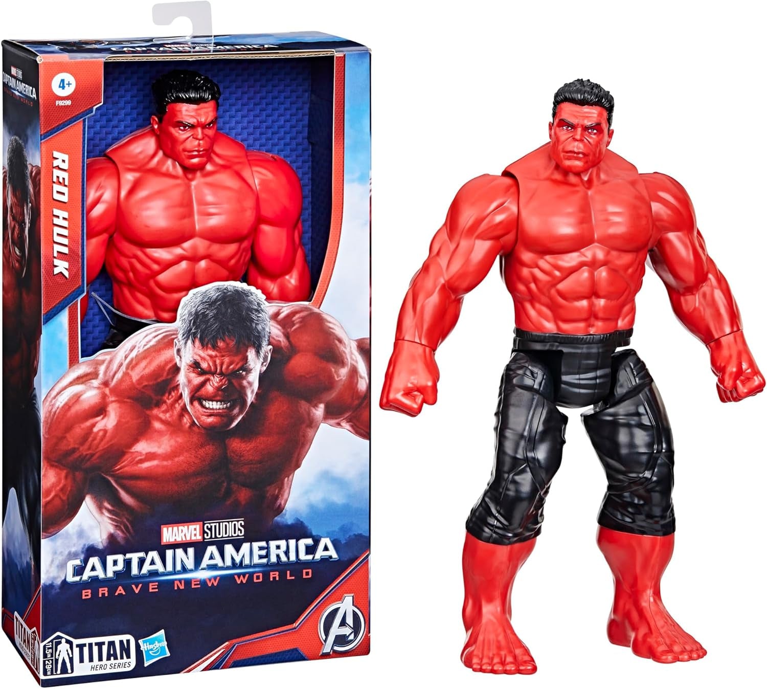Studios Captain America Brave New World, Titan Hero Series, 12-Inch Deluxe Red Hulk Action Figure, Super Hero Toys for Kids 4 and Up