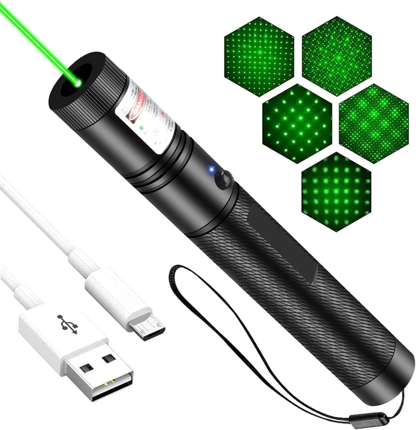 High Power Green Laser Pointer Flashlight - Multi-Purpose for Presentations, TV Screens & Outdoor Use