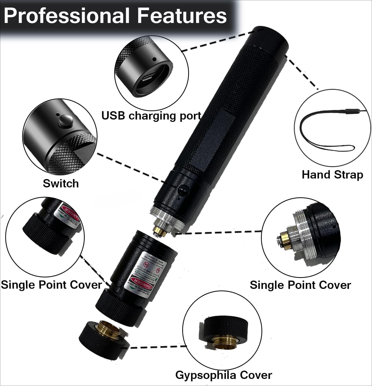 High Power Green Laser Pointer Flashlight - Multi-Purpose for Presentations, TV Screens & Outdoor Use