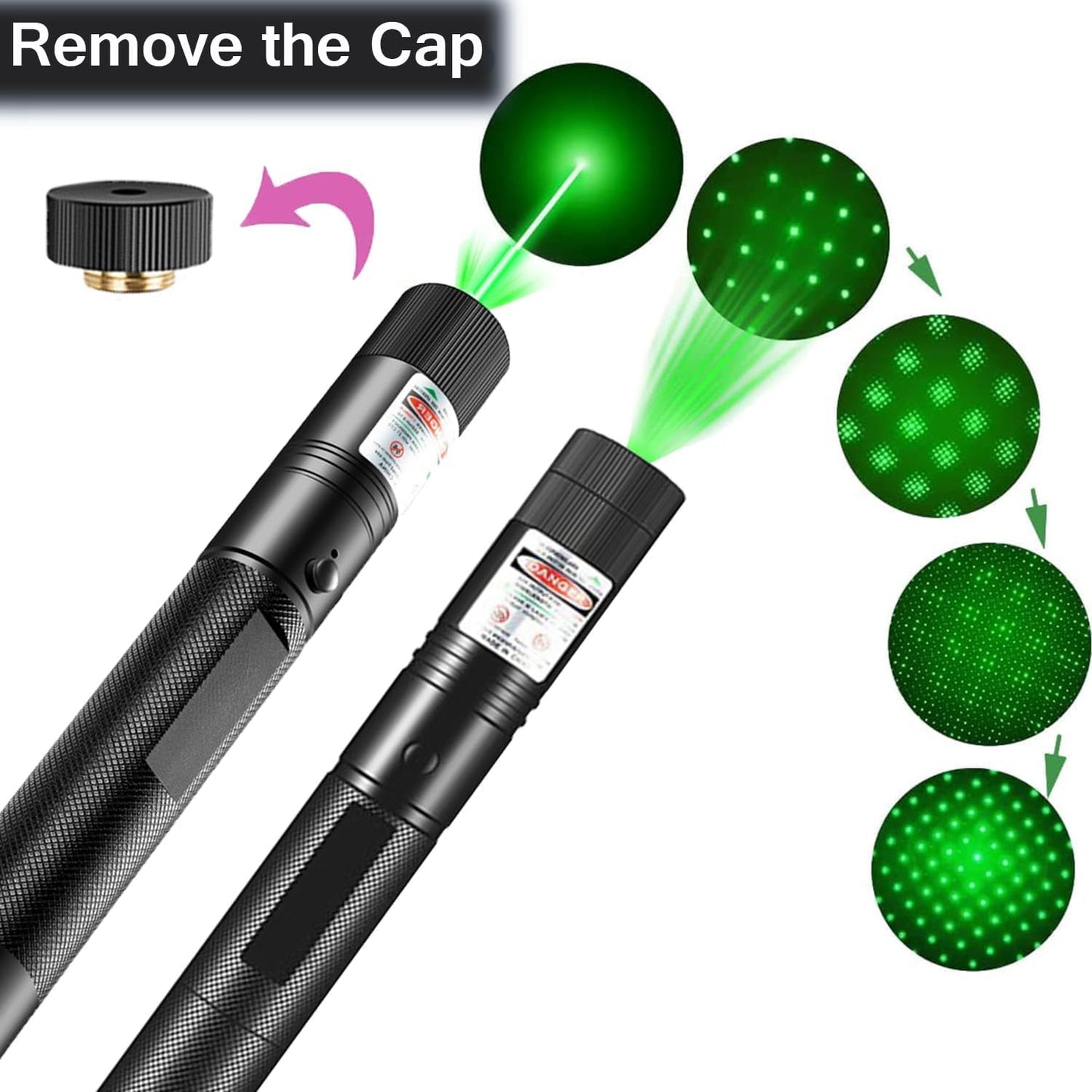 High Power Green Laser Pointer Flashlight - Multi-Purpose for Presentations, TV Screens & Outdoor Use