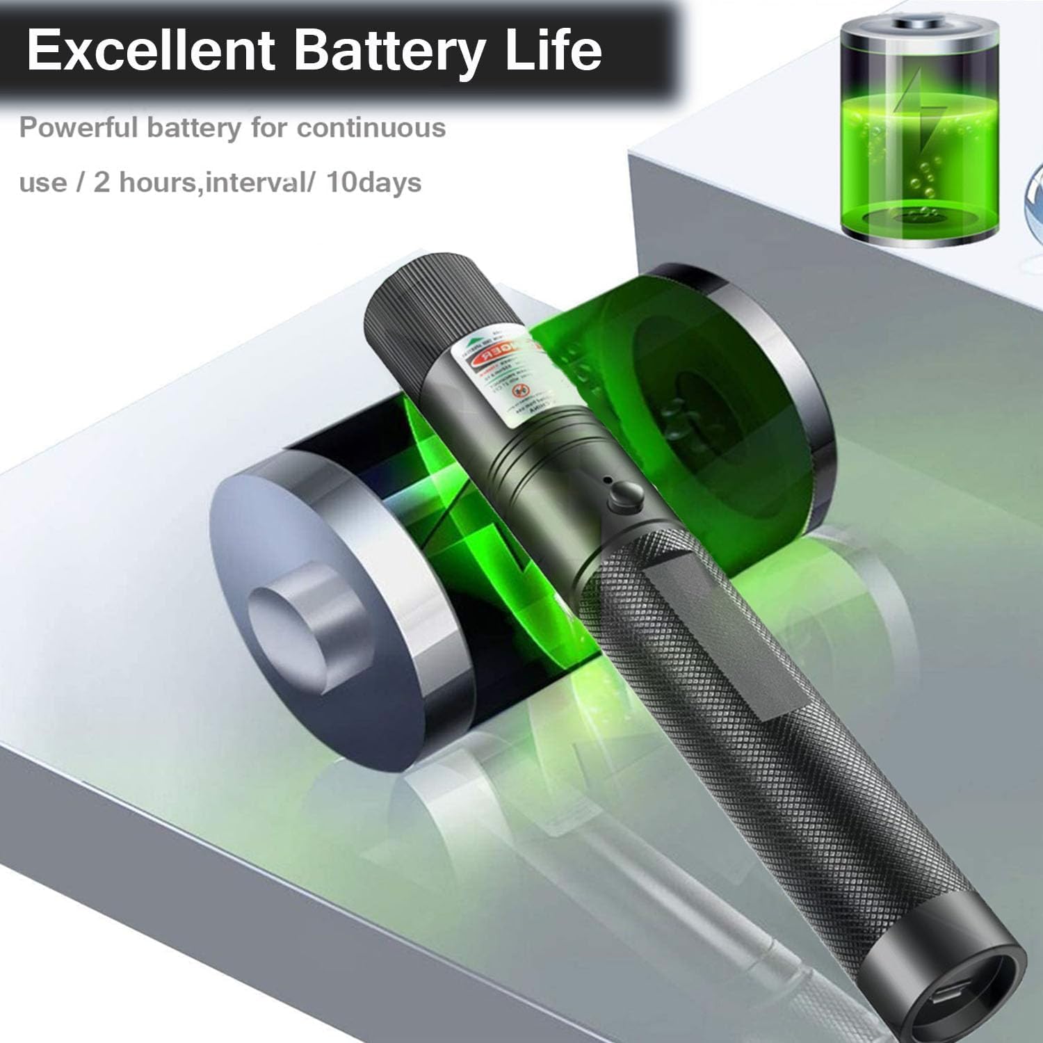 High Power Green Laser Pointer Flashlight - Multi-Purpose for Presentations, TV Screens & Outdoor Use