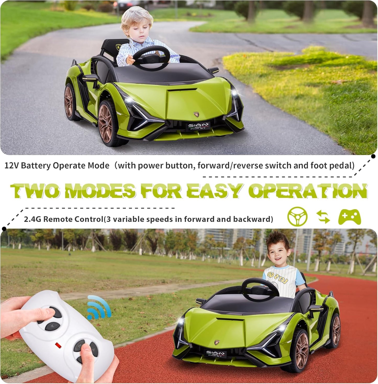 12V Licensed Lamborghini SIAN Electric Car Ride on Toy by ,Kids Electric Vehicle for 3-8,Electric Vehicles Battery Powered Sports Car W/Parent Remote Control,Spring Suspension,Led Lights