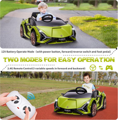 12V Licensed Lamborghini SIAN Electric Car Ride on Toy by ,Kids Electric Vehicle for 3-8,Electric Vehicles Battery Powered Sports Car W/Parent Remote Control,Spring Suspension,Led Lights