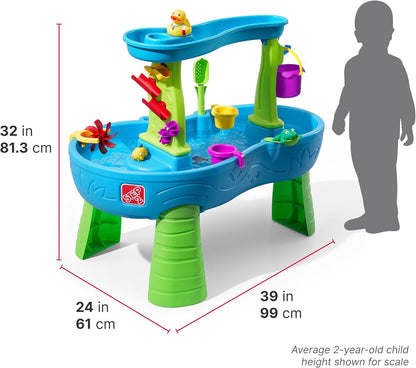Rain Showers Splash Pond Toddler Water Table, Kids Water and Sand Activity Sensory Playset, Summer Outdoor Toys, 13 Piece Toy Accessories, for Toddles 1.5+ Years Old