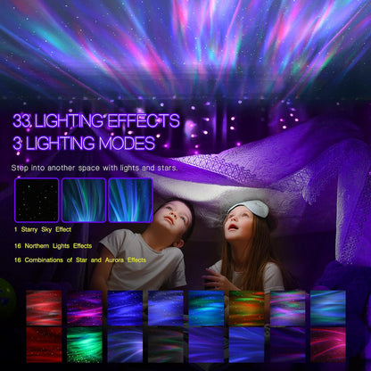 3-in-1 Galaxy Aurora Projector for Kids – Night Light, White Noise, Bluetooth Speaker – 33 Light Modes with Remote, Ideal Toy Gift for Sleep & Play