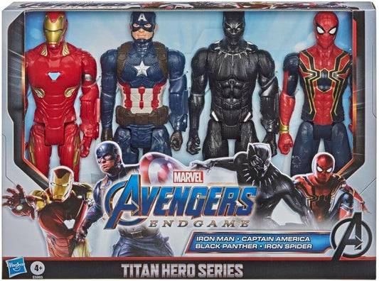 Marvel Endgame Titan Hero Series 12" Action Figures Captain America, Iron Spider, Black Panther, and Iron Man (4 Action Figures)