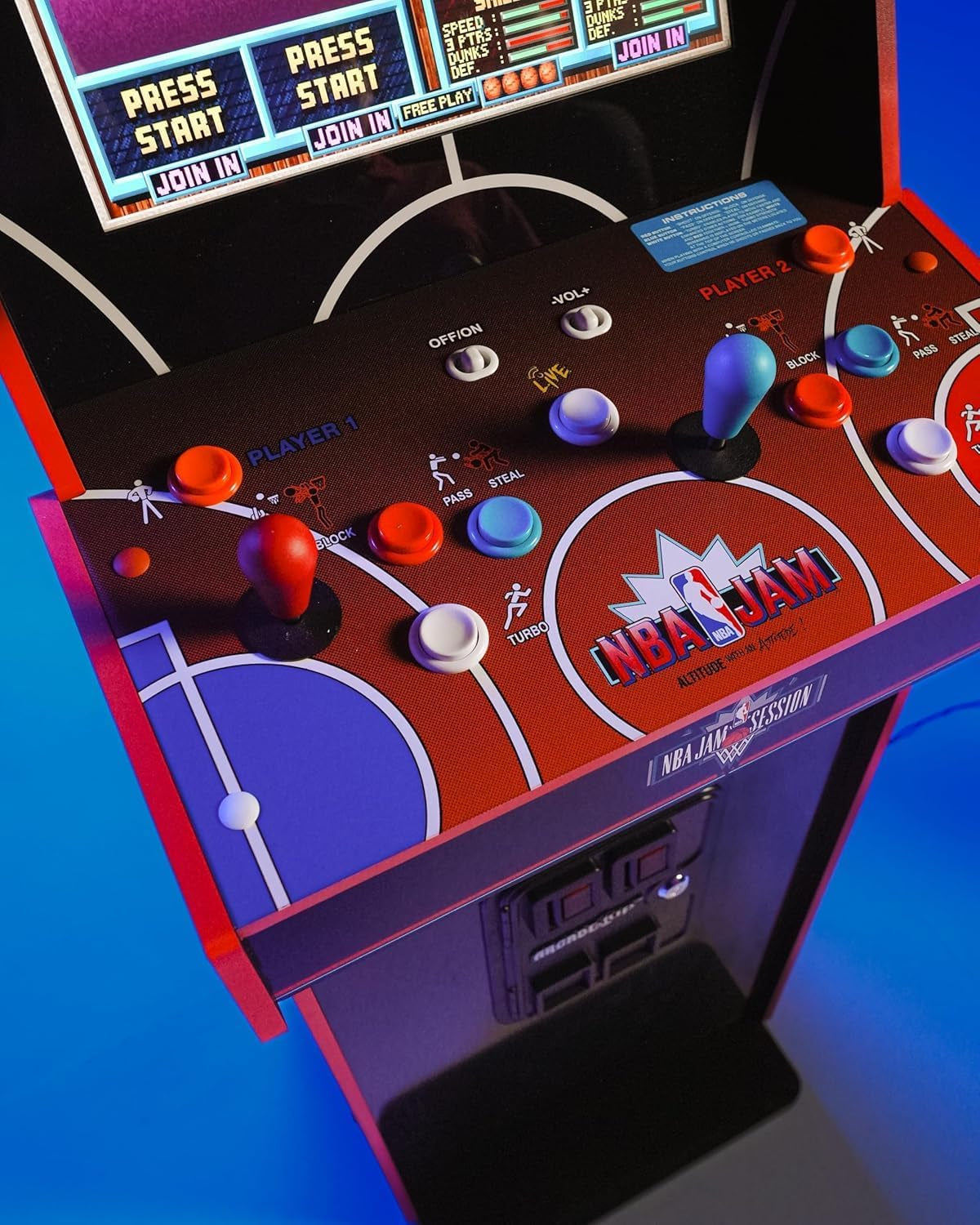NBA Jam Deluxe 2-Player Control Panel Arcade Machine, Built for Your Home, 5 Foot Tall Cabinet with 3 Classic Games