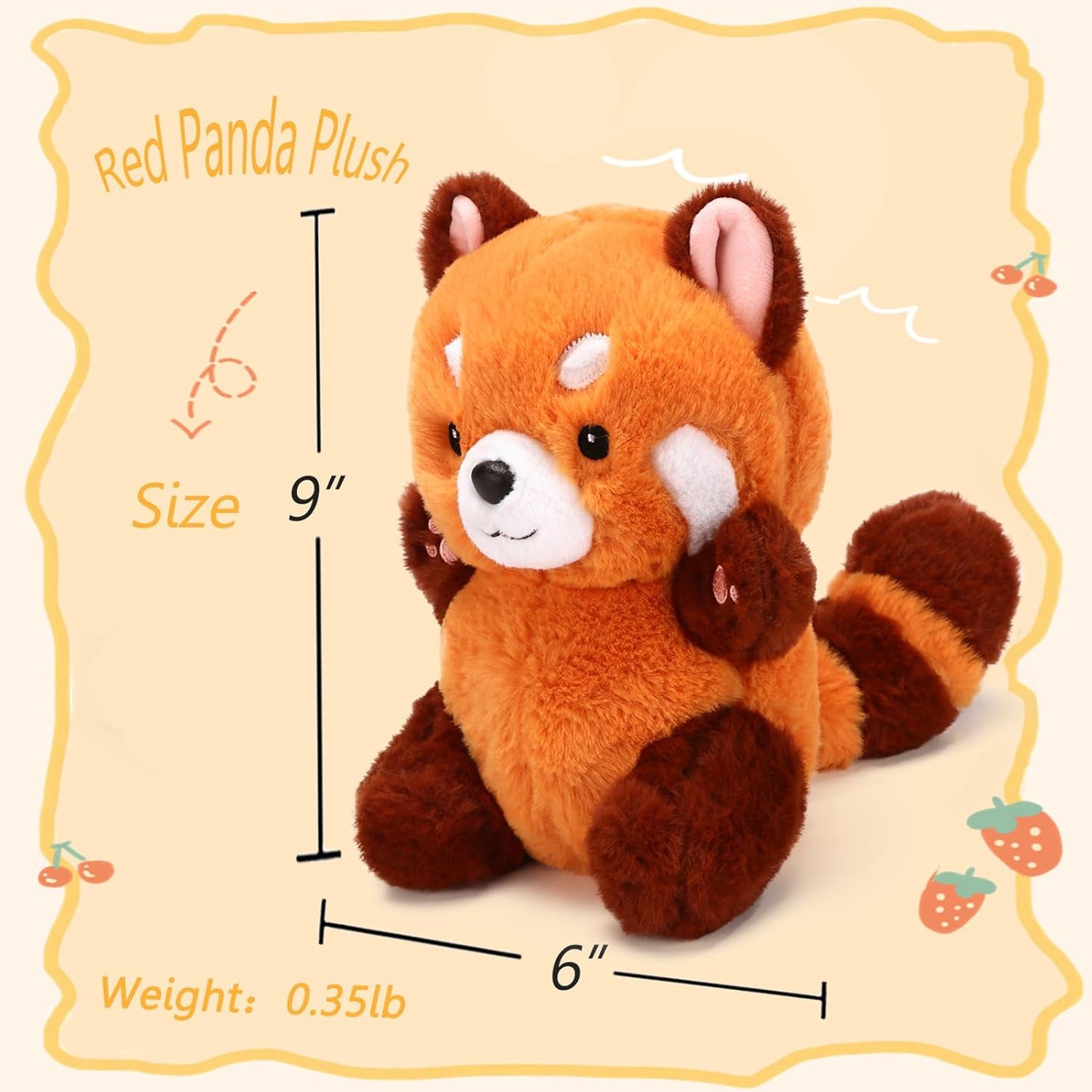 Cute Red Panda Plush Toy Red Panda Stuffed Animal Panda Plushie Gift for Girlfriend Kids Birthday 9" Red Panda Stuffed