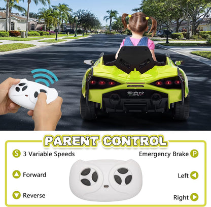 12V Licensed Lamborghini SIAN Electric Car Ride on Toy by ,Kids Electric Vehicle for 3-8,Electric Vehicles Battery Powered Sports Car W/Parent Remote Control,Spring Suspension,Led Lights