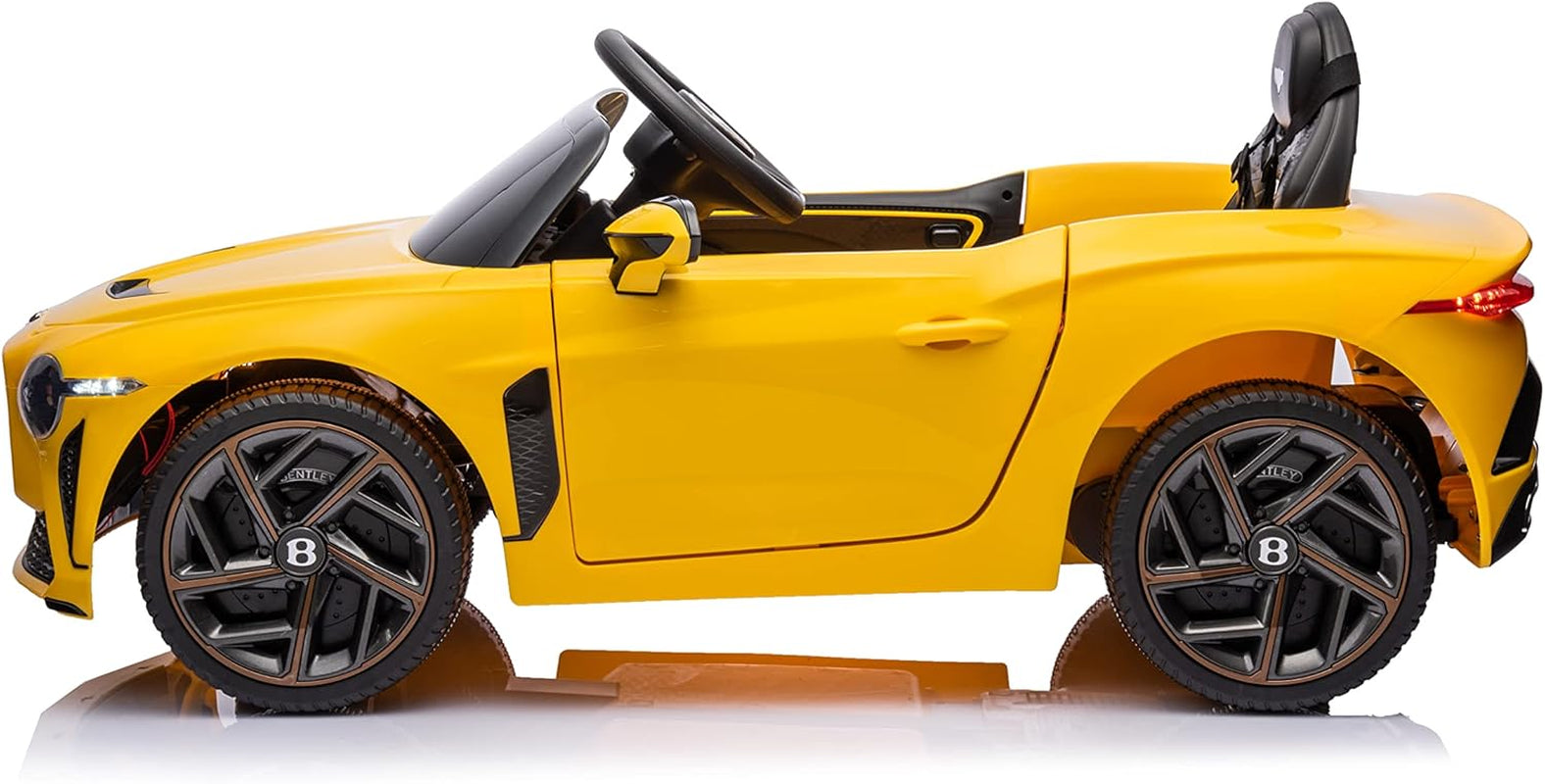 Licensed Bentley Bacalar Kids Ride on Toy Car, 12V Rechargeable Battery Powered Children Electric 4 Wheels W/Parental Remote Control, Foot Pedal, 2 Speeds, Music, LED Headlights (Yellow)