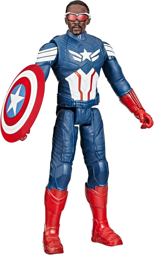 Studios Captain America Brave New World, Titan Hero Series, 12-Inch Captain America Action Figure, Super Hero Toys for Kids 4 and Up