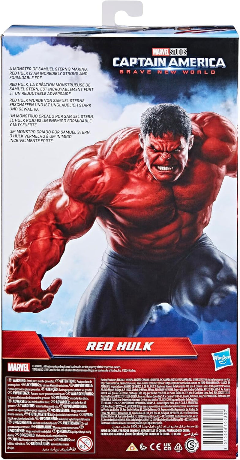 Studios Captain America Brave New World, Titan Hero Series, 12-Inch Deluxe Red Hulk Action Figure, Super Hero Toys for Kids 4 and Up