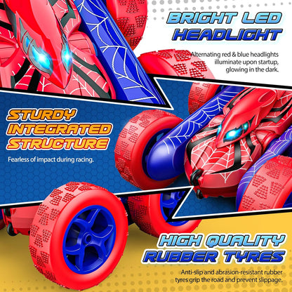 Remote Control Car, Double Sided 360° Rotating 4WD RC Cars for 3-12 Year Old Boys 2.4Ghz Electric Rechargeable Race Stunt Birthday Halloween Xmas Easter Basket Stuffers RC Toys for 3-12 Year Old Boys