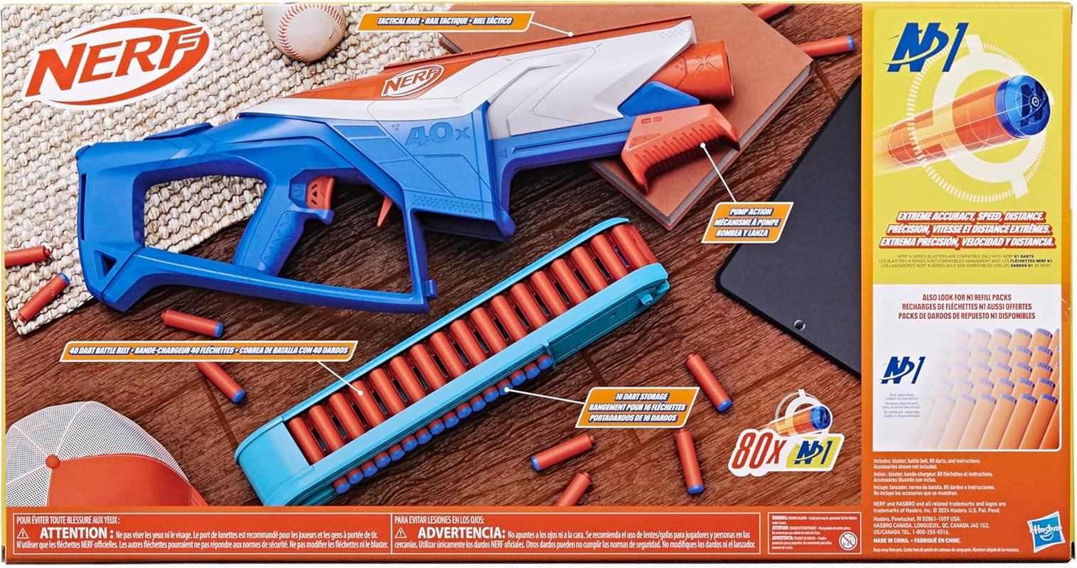 N Series Infinite Dart Blaster, 80  N1 Darts Compatible Only with  N Series Blasters, 40 Dart Fast Load Battle Belt, Ages 8+