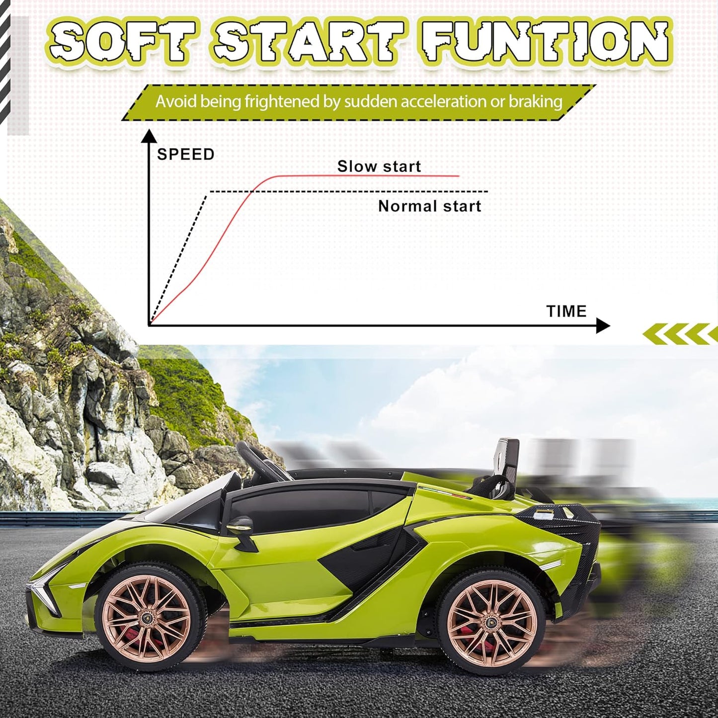 12V Licensed Lamborghini SIAN Electric Car Ride on Toy by ,Kids Electric Vehicle for 3-8,Electric Vehicles Battery Powered Sports Car W/Parent Remote Control,Spring Suspension,Led Lights