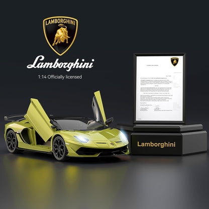 Lamborghini Remote Control Car, Officially Licensed 1:14 Lambo RC Car for Boys Girls Birthday Gift, Green Toys for 3 4 5 Years Old（Green）