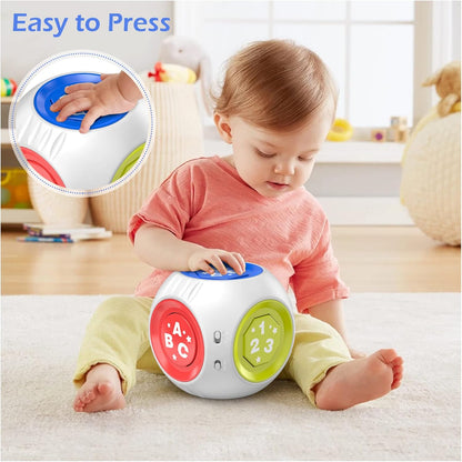 Bilingual Educational Toy for 1 Year Old Boy Girl, Musical Learning Cube Baby Toy 6-9-12-18 Month, Birthday Gift for 1 Year Old Boy Toy, Christmas Toy for 1+ Year Old Girl Gifts