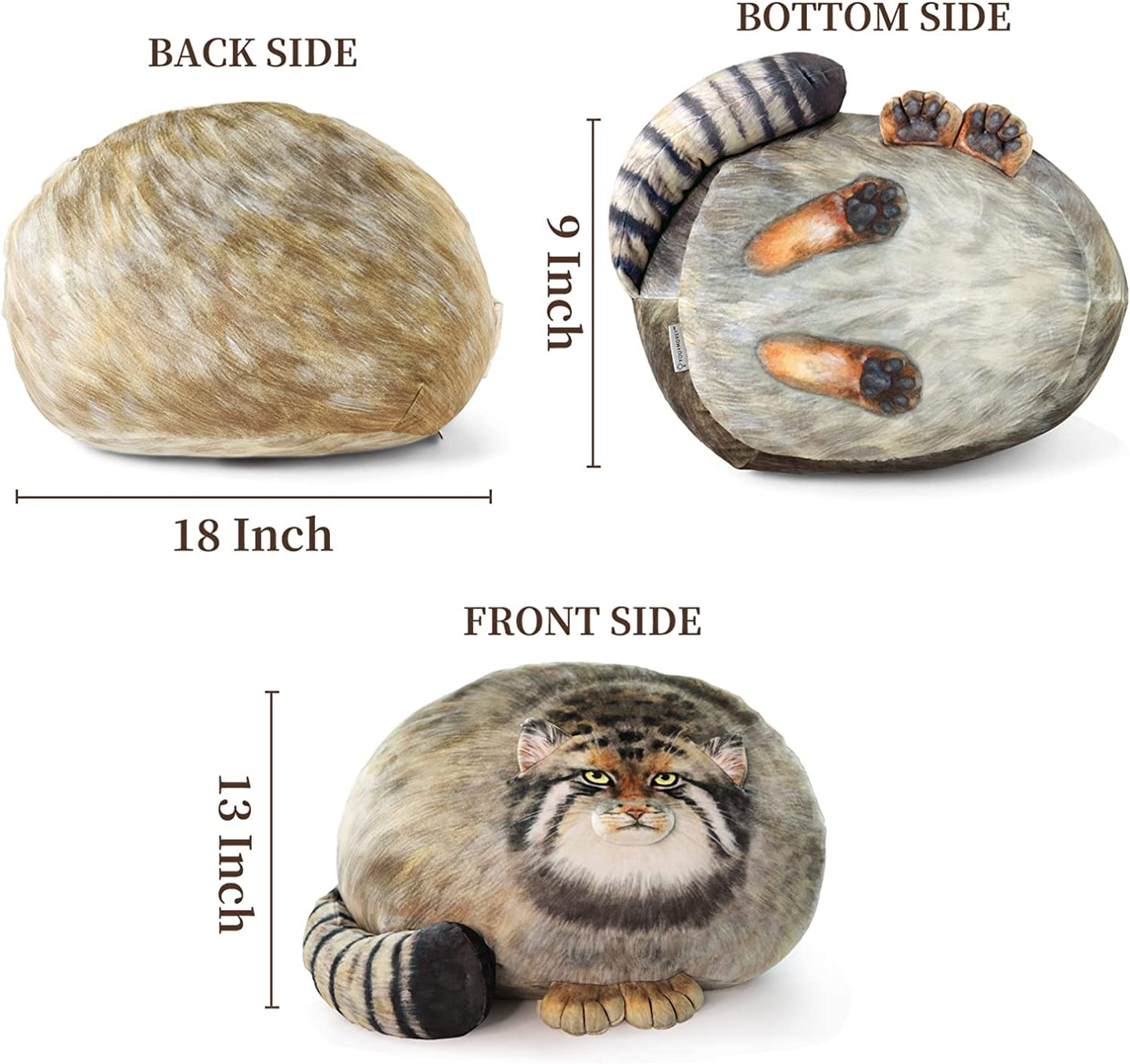 Pallas Cat Stuffed Animal, Steppe Cat Plush Cute Plushies for Girls,Kitten Soft Plush Throw Pillow Doll Big Plush Toy Decoration Doll Gift for Kids Boys Body Pillow 45Cm/18Inch